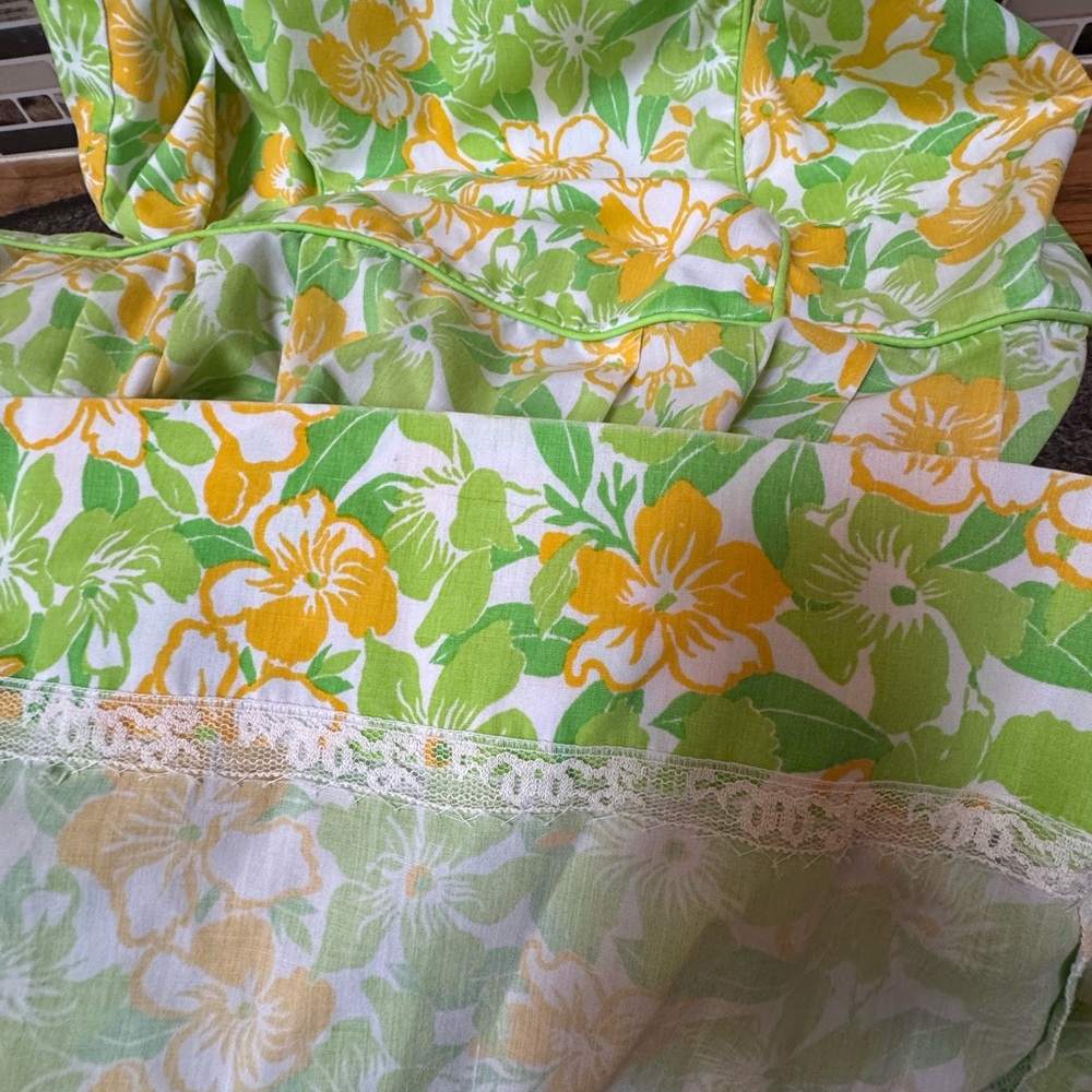 Vintage The Lilly Pulitzer Size 16 Pleat Stitch 60’s Green Yellow Floral Preppy - Picture 4 of 5